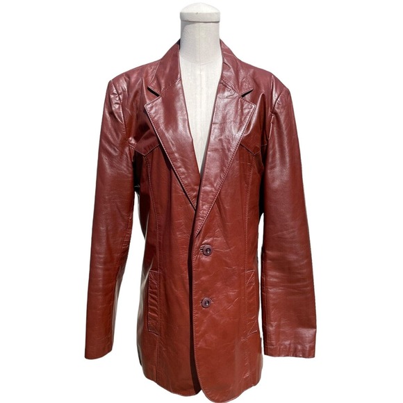 Vintage Other - Vintage 70s Casablanca Unisex Cognac Brown Real Leather Jacket Mens Size 38